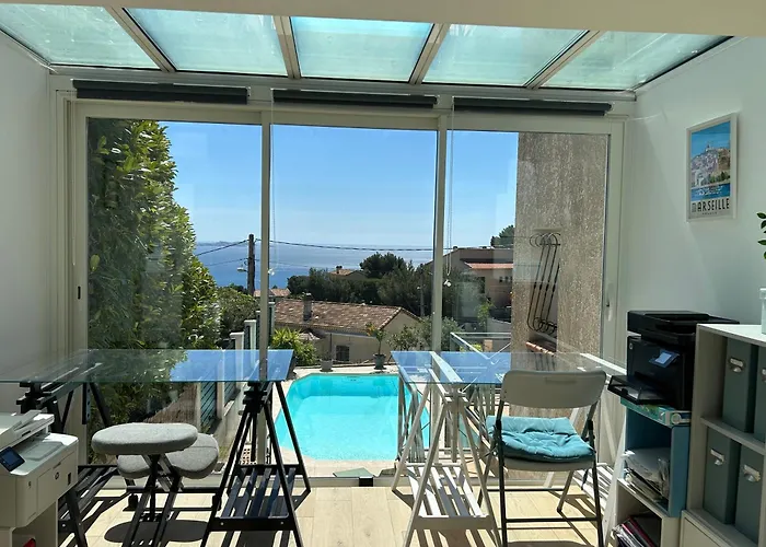 Maison Entierement Climatisee Vue D'Exception Mer Et Rade De Marseille Avec Piscine 8 Personnes
